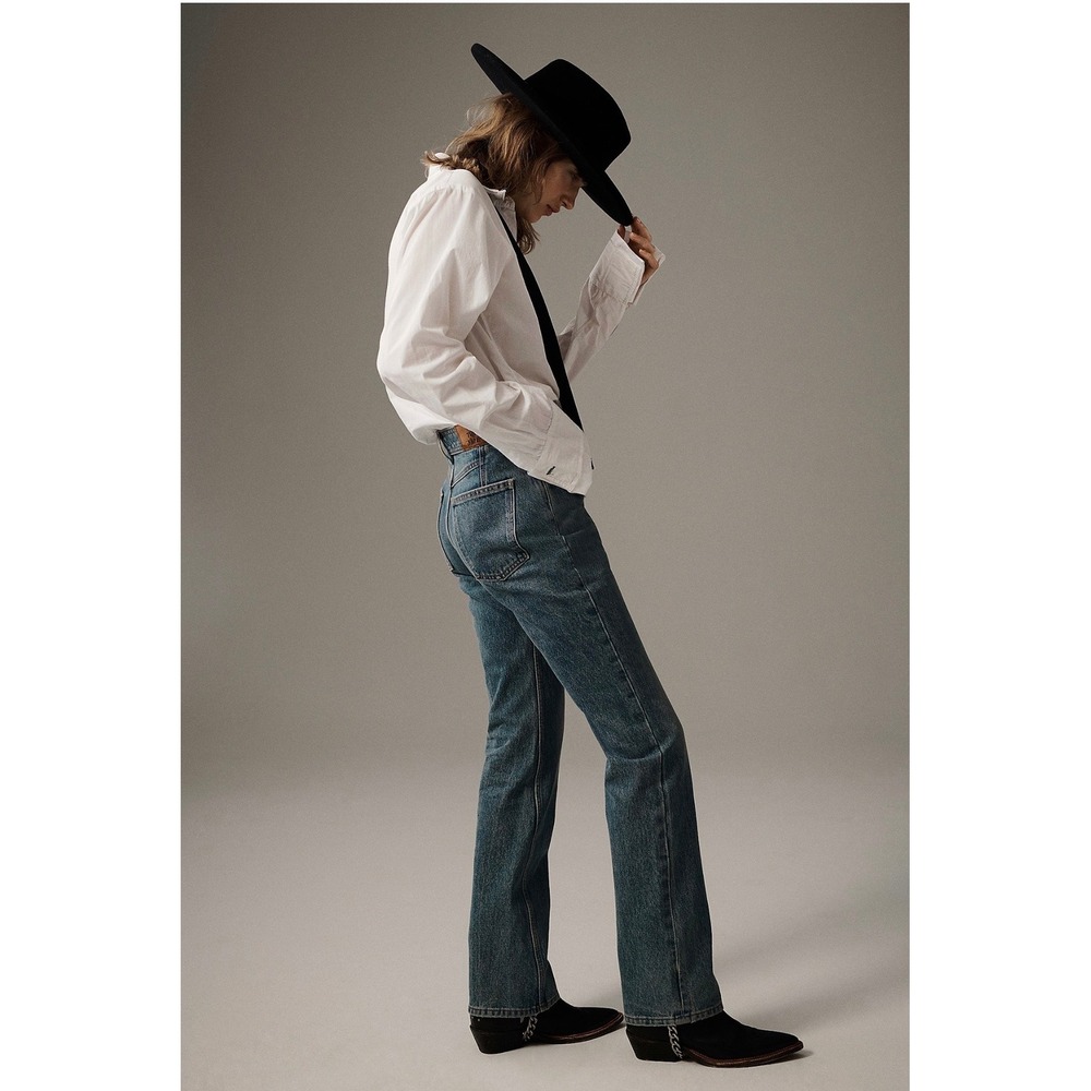 We The Free Xena Slim Straight Jeans 28 Blue High Rise Cotton Boho Western 90s